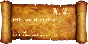 Méhes Miklós névjegykártya
